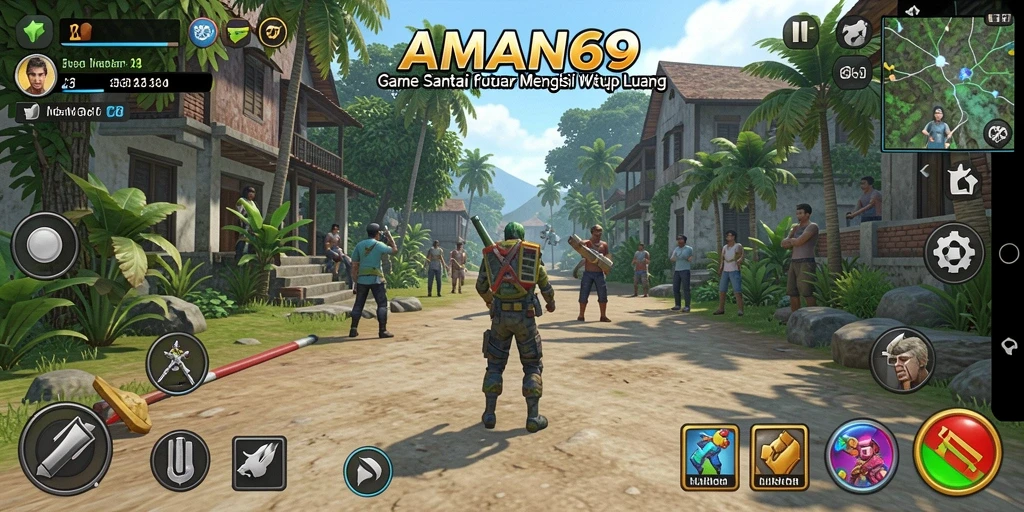 Tampilan gameplay <strong>AMAN69</strong> yang penuh warna dan interaktif.