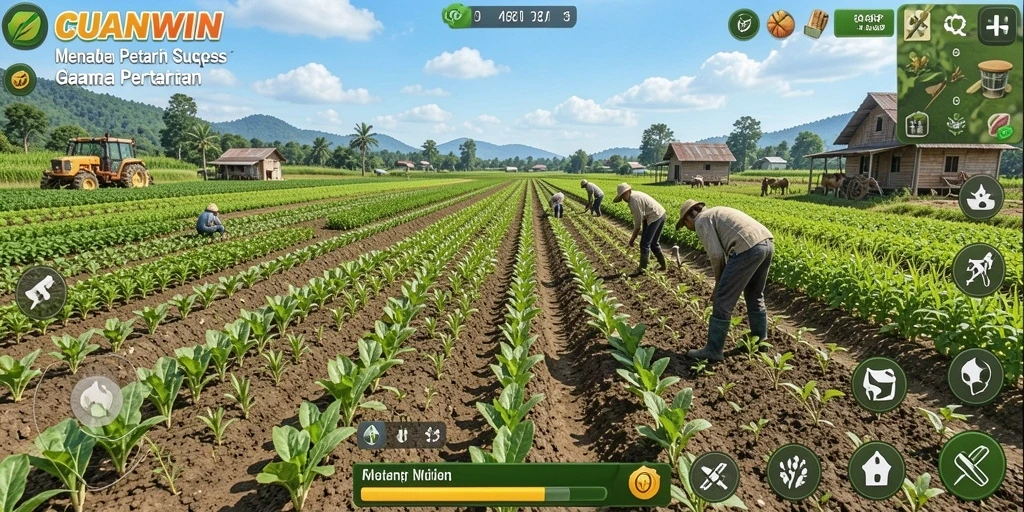 Tampilan gameplay seru di CUANWIN dengan aktivitas bertani.