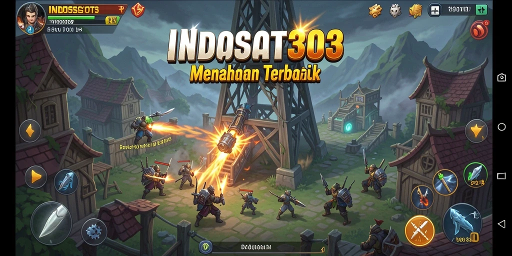 Screenshot gameplay INDOSLOT303 menampilkan pertahanan menara yang seru.