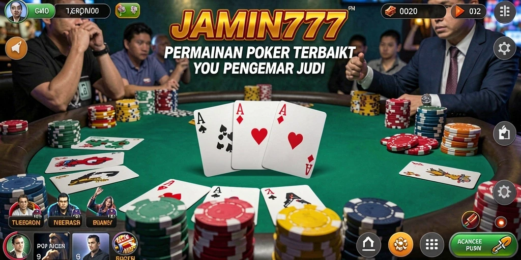 Screenshot gameplay JAMIN777 yang menampilkan aksi seru dalam permainan poker.