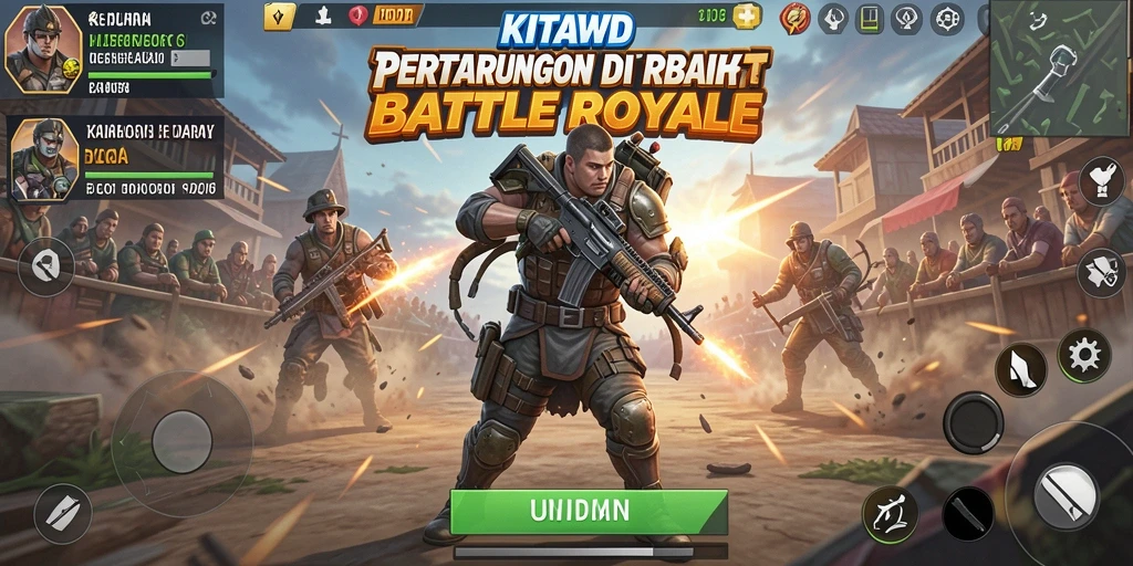 Screenshot gameplay KITAWD dengan aksi Battle Royale yang mendebarkan.