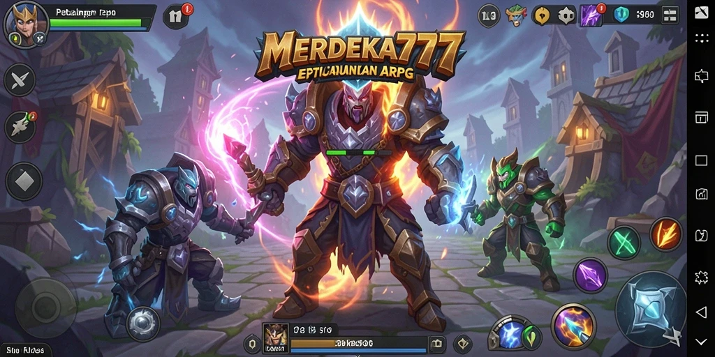 Tangkapan layar gameplay <strong>MERDEKA777</strong> menunjukkan petualangan dan pertempuran yang mendebarkan.