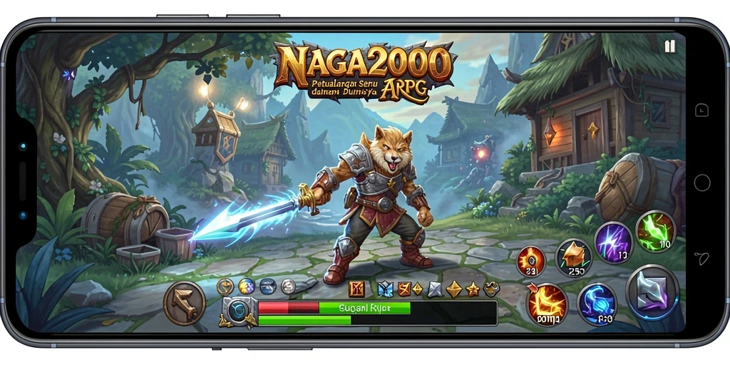 Tampilan gameplay NAGA2000 yang memukau dengan pertarungan seru.