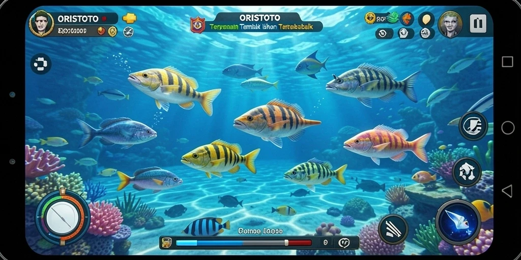 Tangkapan layar gameplay ORISTOTO yang mendebarkan di bawah lautan.