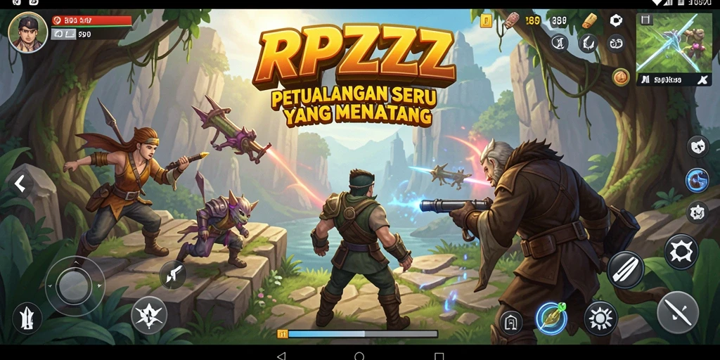 Screenshot gameplay RPZZZ menunjukkan dunia petualangan yang luas dan menantang.