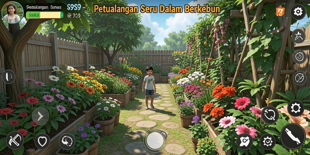 Screenshot gameplay S9S9 dengan aksi bertani yang seru.