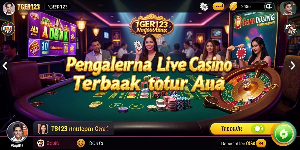 Screenshot TGER123 menunjukkan dealer langsung dan suasana kasino yang menarik.
